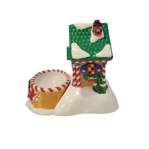 Department 56 M&M's Christmas Candy Shoppe Candy Dish Lighted House 2004 Works - Picture 3 of 15